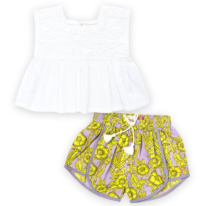 Lavender Stem Floral Girls Millie Short