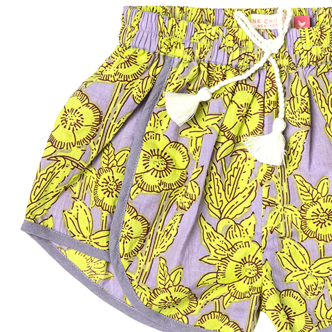 Lavender Stem Floral Girls Millie Short K&K's Giving Tree