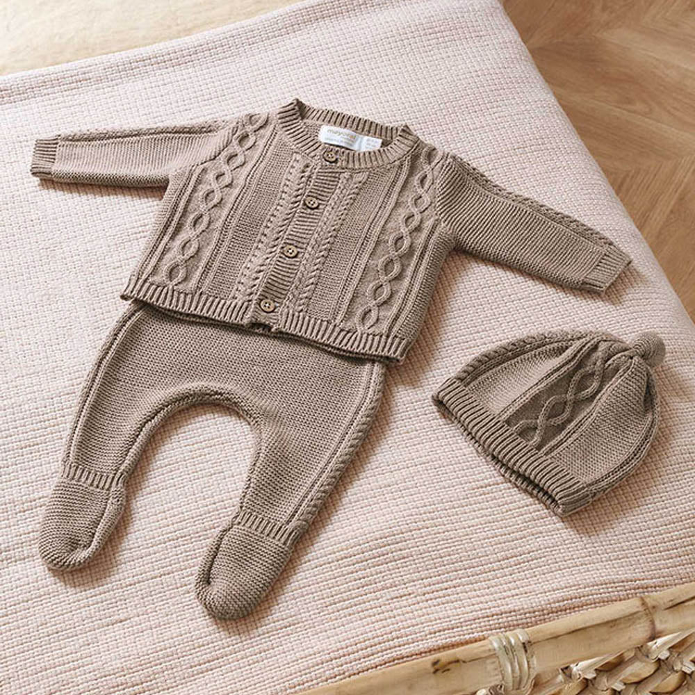 Brown Knit Layette Leg Warmer Set