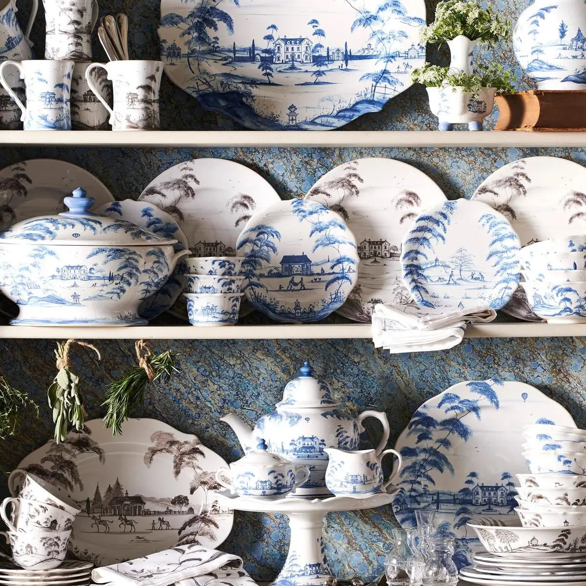 Country Estate Delft Blue Pasta/Soup Bowl Boathouse