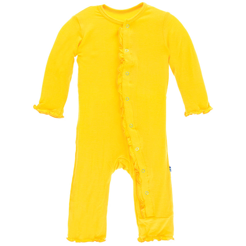 Lemon Classic Ruffle Coverall With Snaps