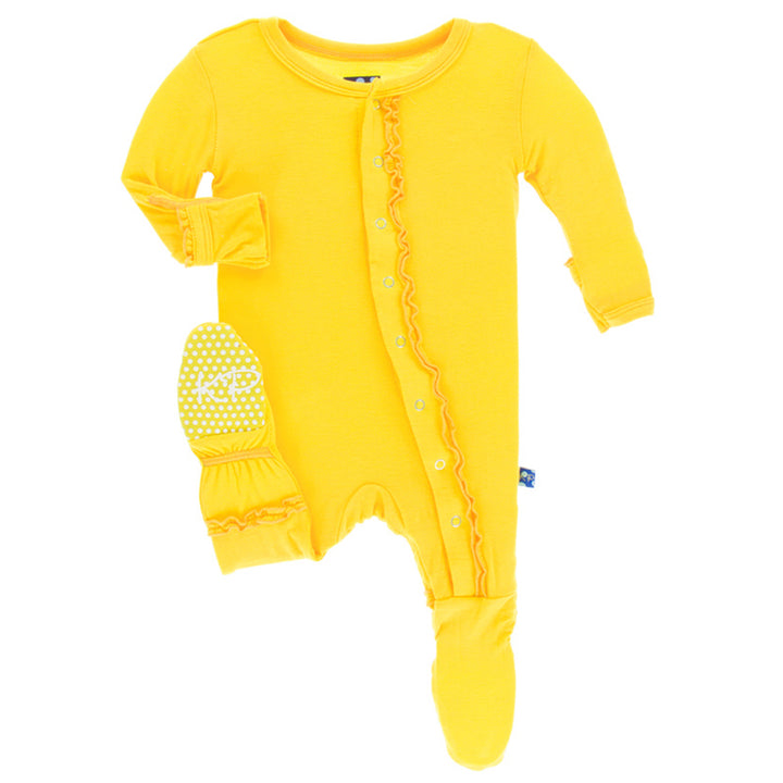 Lemon Muffin Ruffle Footie With Snaps