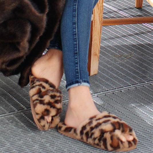 Leopard Faux Fur Slippers