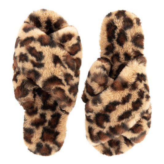 Leopard Faux Fur Slippers