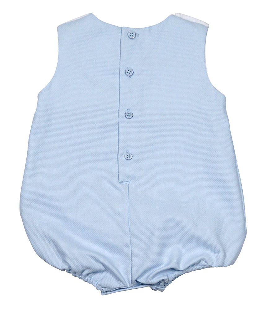 Sleeveless Blue Piqué Smocked Bubble