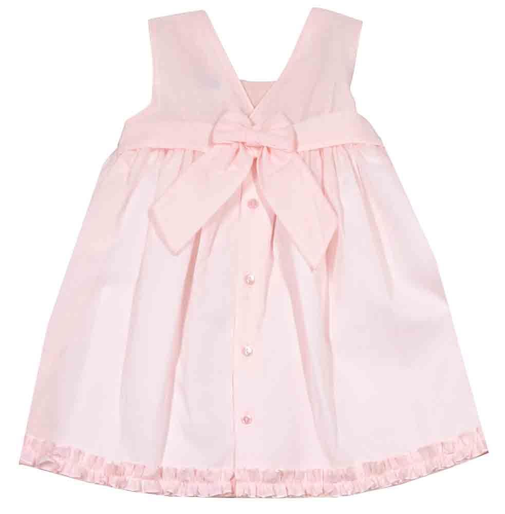 Pink Organdi Smocked Dresss with Pocket