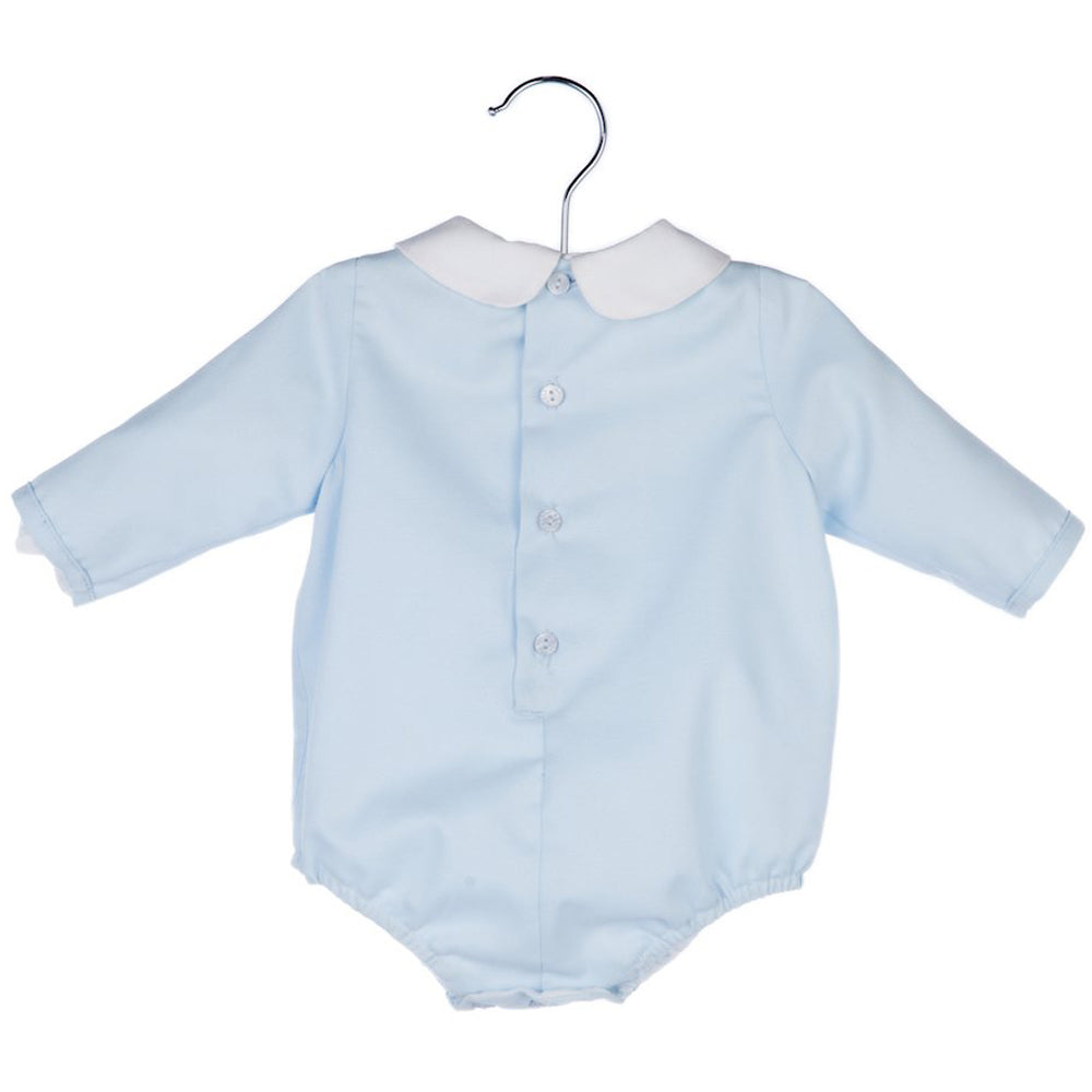 Baby Boys Bubble - Light Blue with White Pleats 