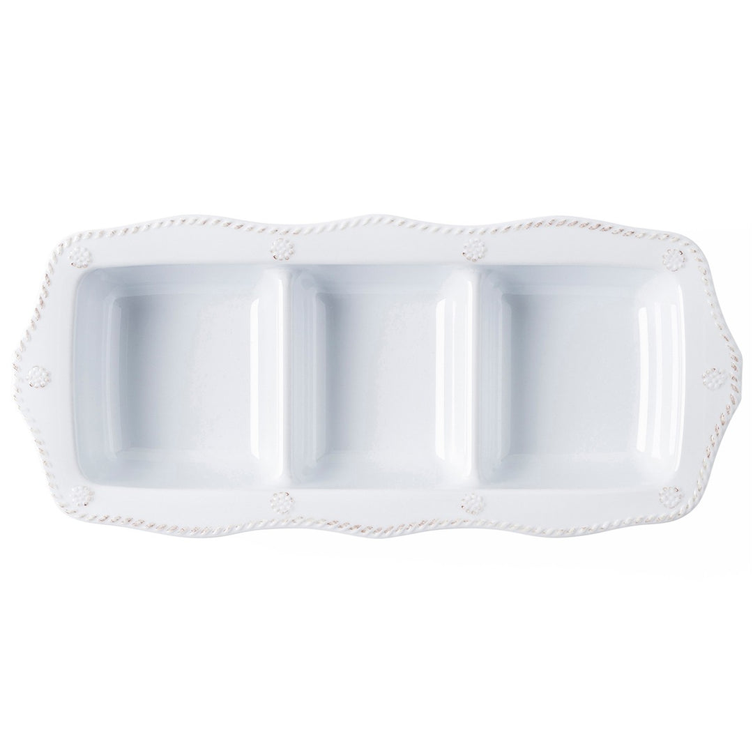 Berry & Thread Melamine 14" Triple Section Server - Whitewash