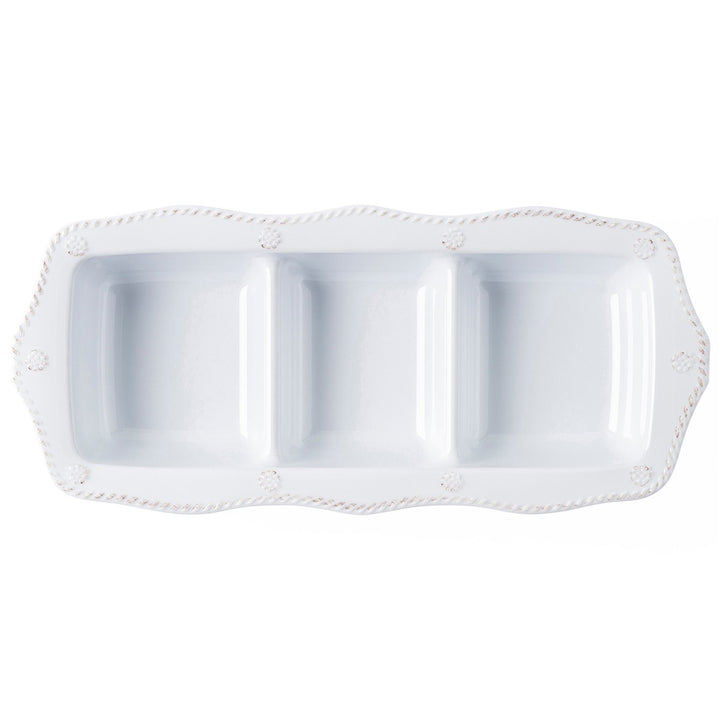 Berry & Thread Melamine 14" Triple Section Server - Whitewash