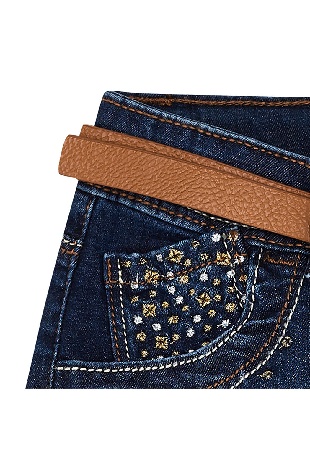 Mayoral - Dark Denim Shorts w/ Gingham Belt - kkgivingtree - K&K's Giving Tree