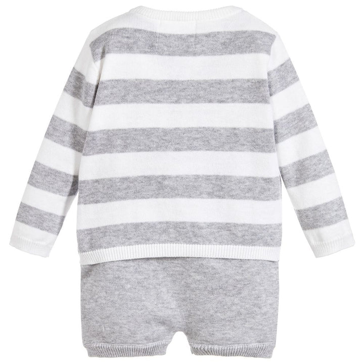 Grey Knit 3 Piece Shorts Outfit Set