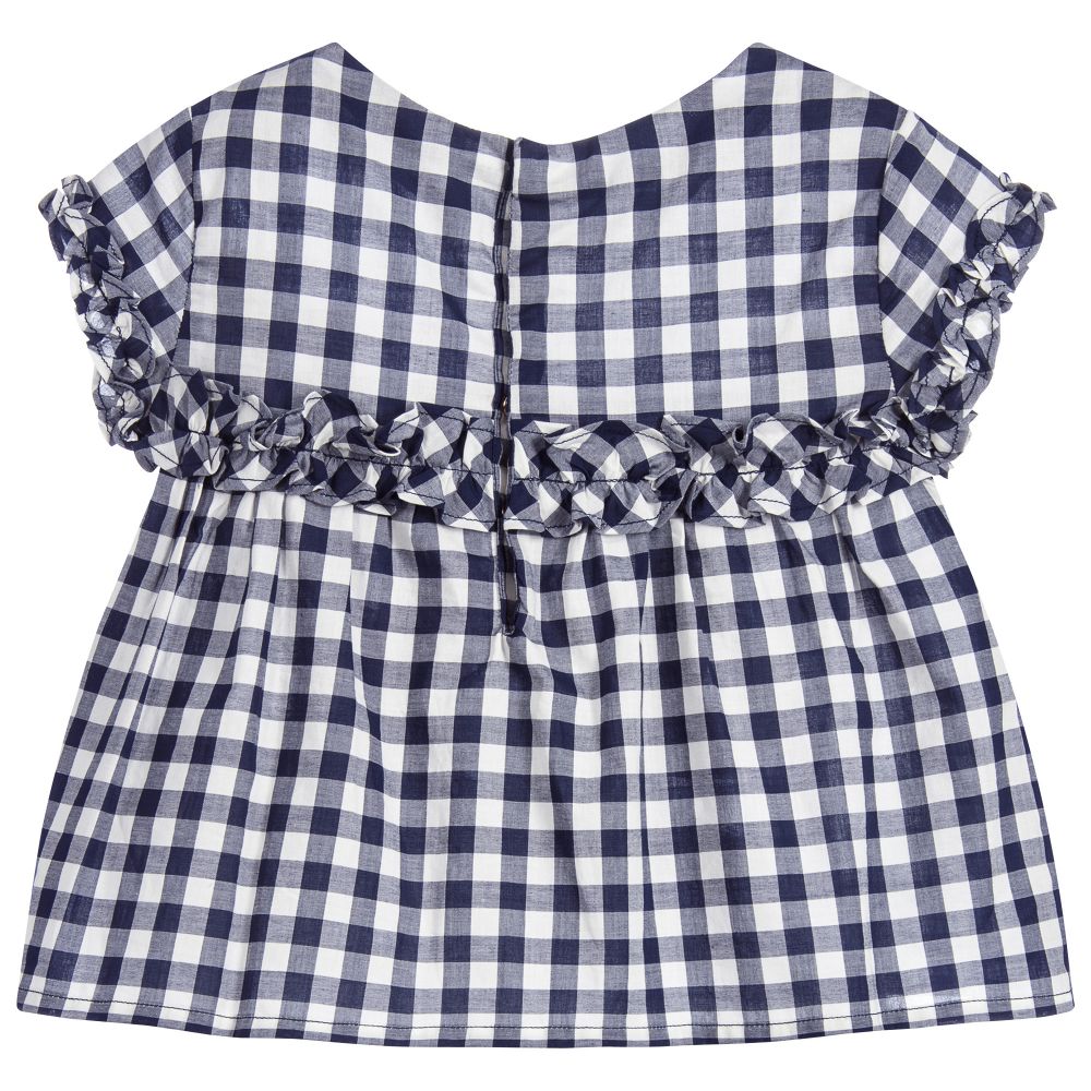 Navy Blue Check Blouse