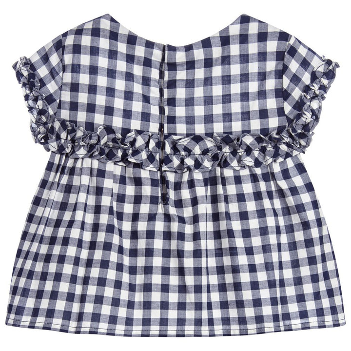 Navy Blue Check Blouse
