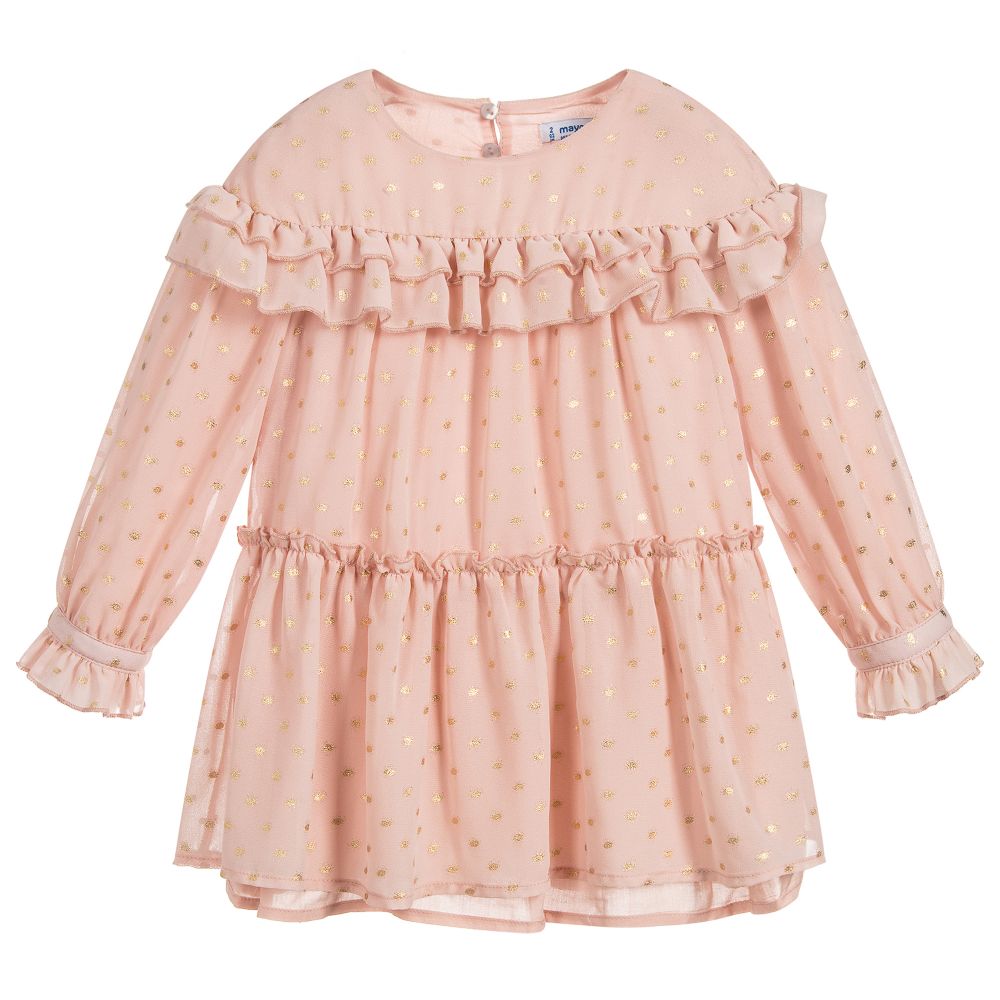 Blush & Metallic Chiffon Dress