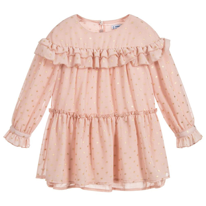 Blush & Metallic Chiffon Dress