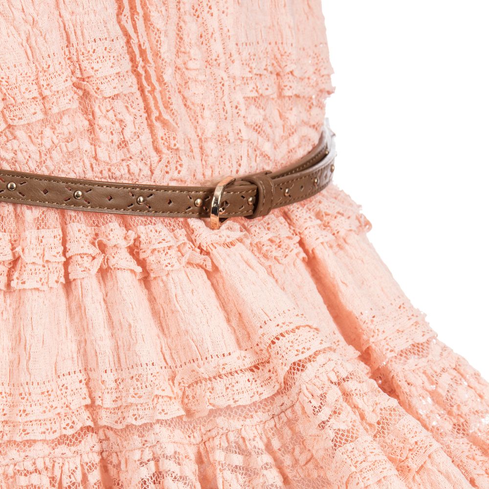 Blush Lace Dress with Belt