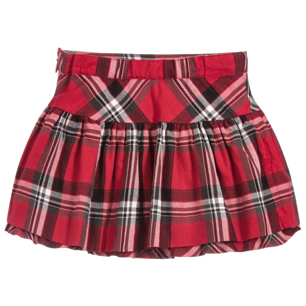 Red Tartan Flared Skirt