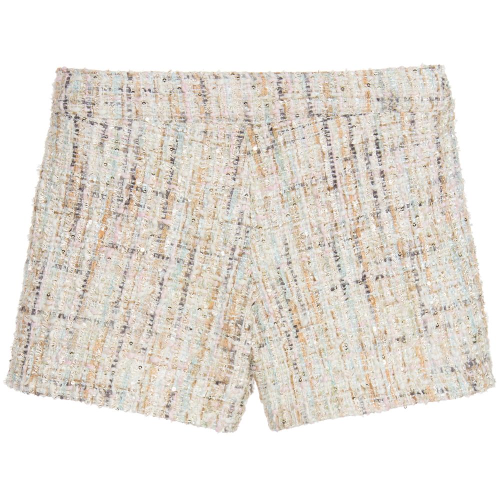 Metallic Tweed Button Shorts