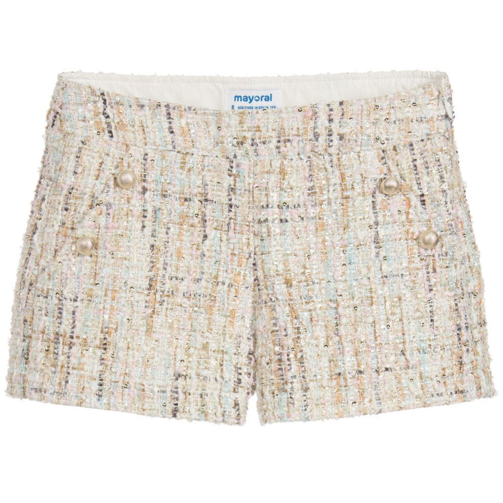 Metallic Tweed Button Shorts