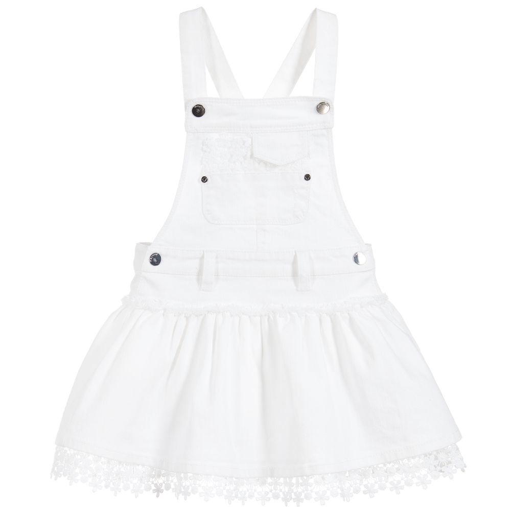 White Denim Skirt Overalls
