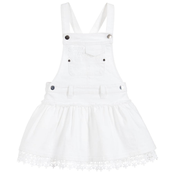 White Denim Skirt Overalls