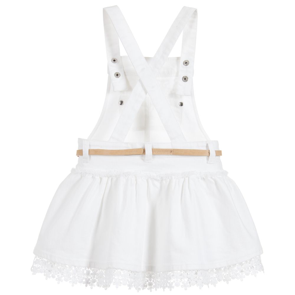 White Denim Skirt Overalls