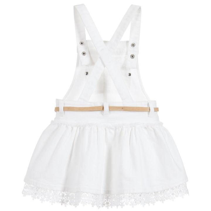 White Denim Skirt Overalls