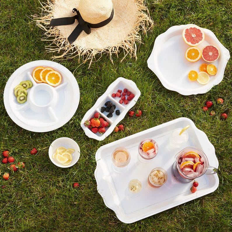 Berry &amp; Thread Melamine  24" Tray - Whitewash
