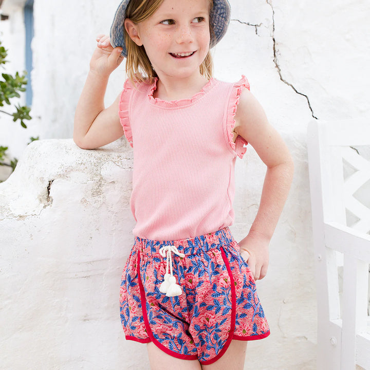 Brandied Apricot Organic Ruffle Rib Tank