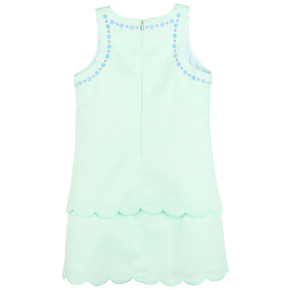 Mint Green Pique Tiered Scallop A-Line Dress