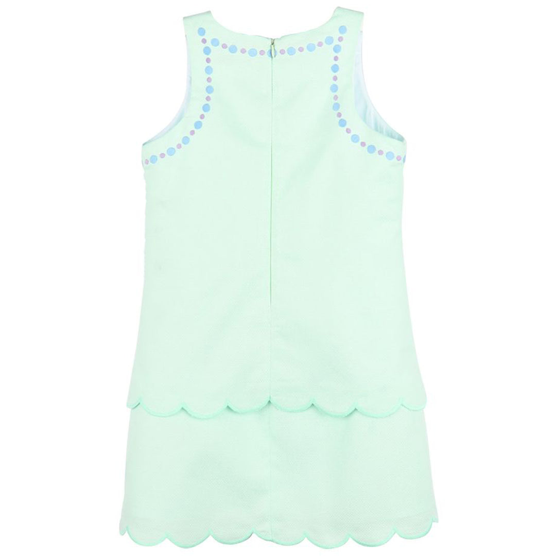 Mint Green Pique Tiered Scallop A-Line Dress