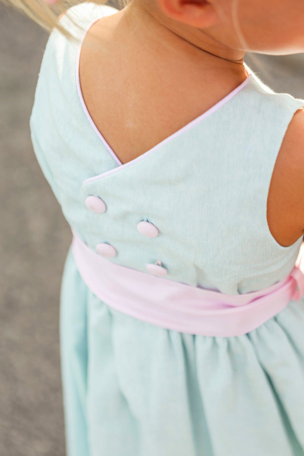 Misty Blue Linen Empire Dress