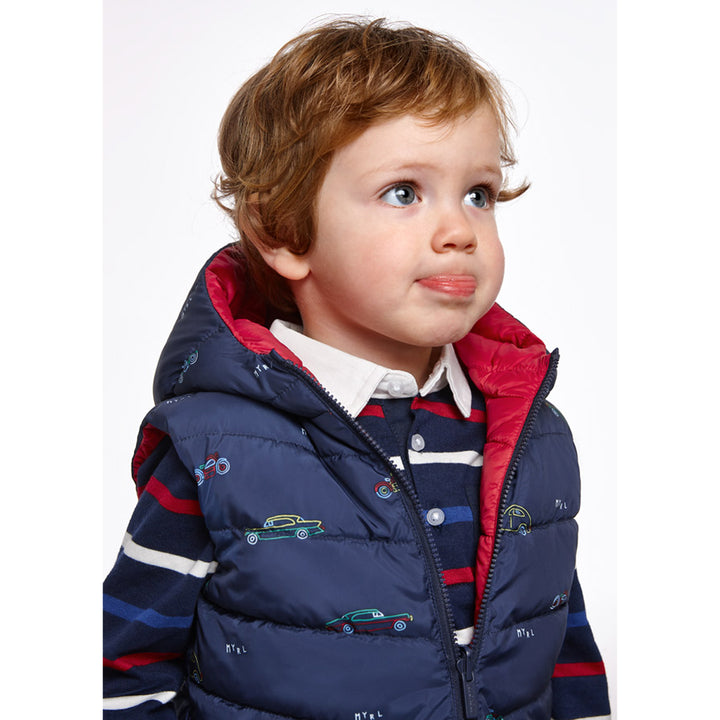 Navy Cars Reversible Quilted Vest