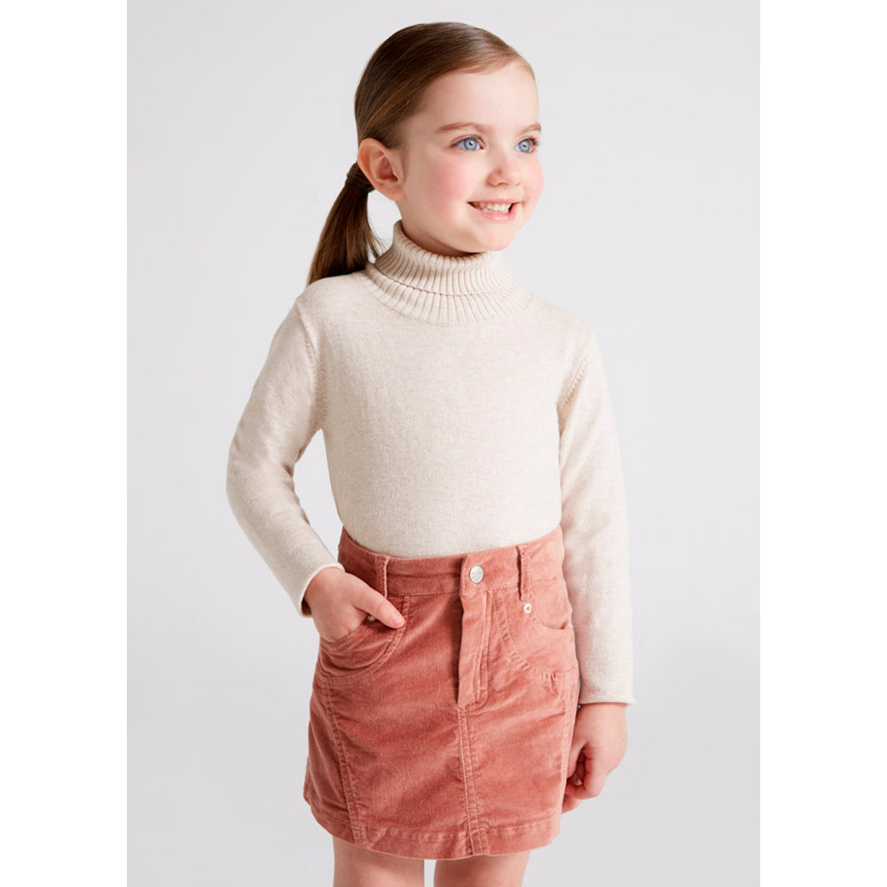 Ecofriends Cream Jersey Knit Round Collar Turtleneck Sweater