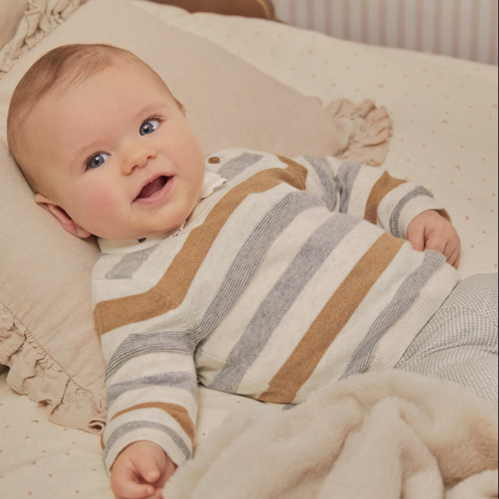Caramel Stripe Jersey Knit Sweater