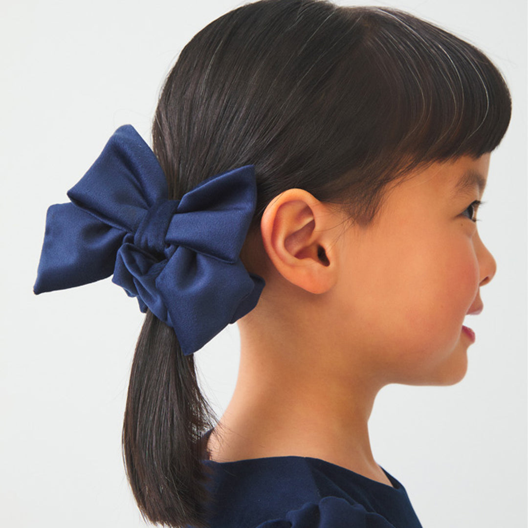 Navy Glitter Velvet Bow Scrunchie
