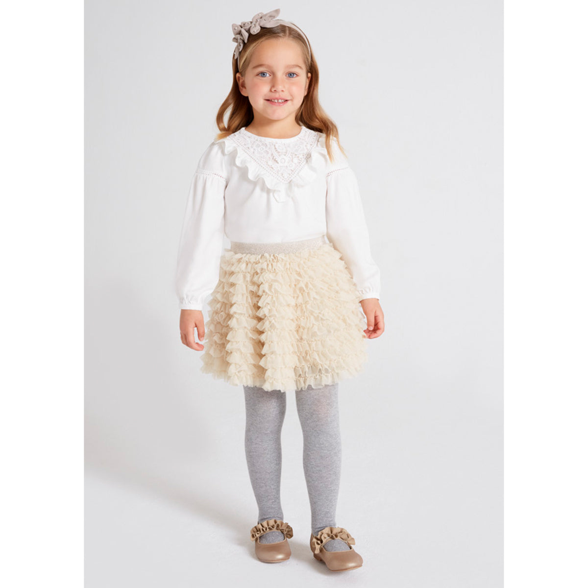 Champagne Ruffled Tulle Skirt