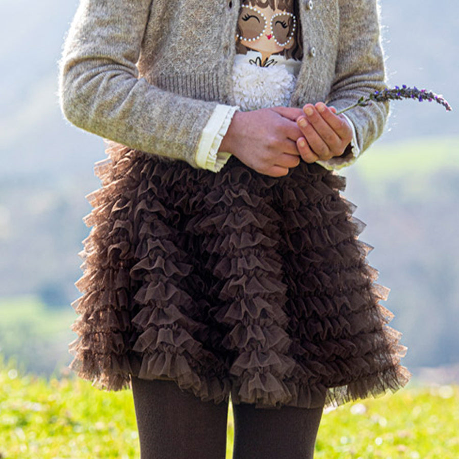 Mocha Ruffled Tulle Skirt