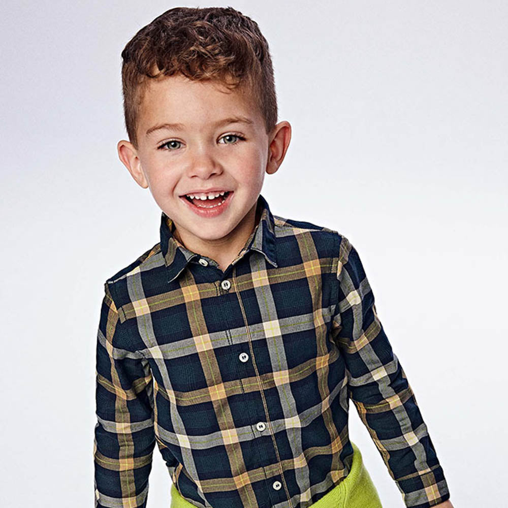 Navy & Yellow Long Sleeve Button Down