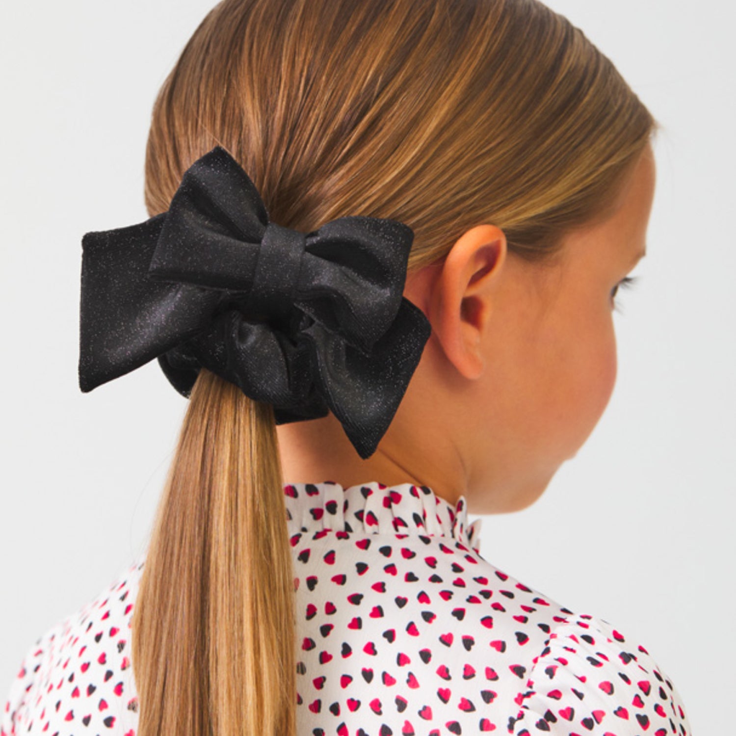 Black Glitter Velvet Bow Scrunchie