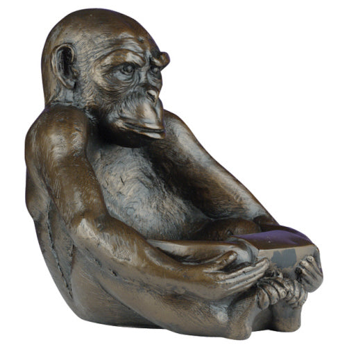 Large Bronze Sitting Monkey