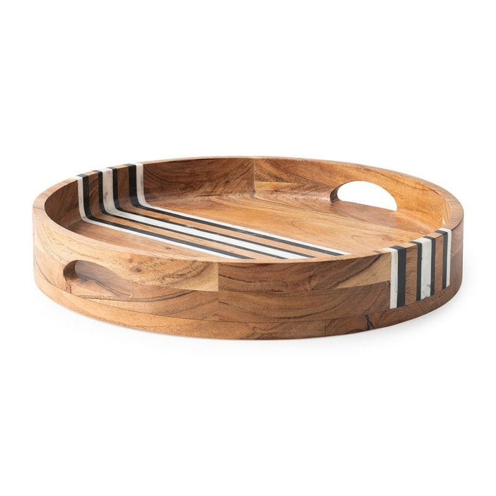 Stonewood Stripe 14" Round Tray