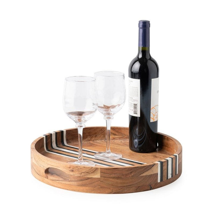 Stonewood Stripe 14" Round Tray