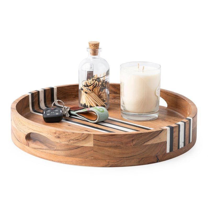 Stonewood Stripe 14" Round Tray