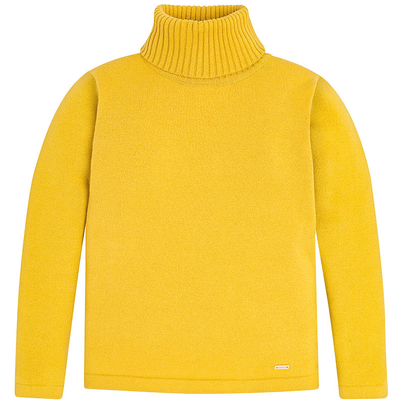 Mustard Knitted Cotton Turtleneck Sweater
