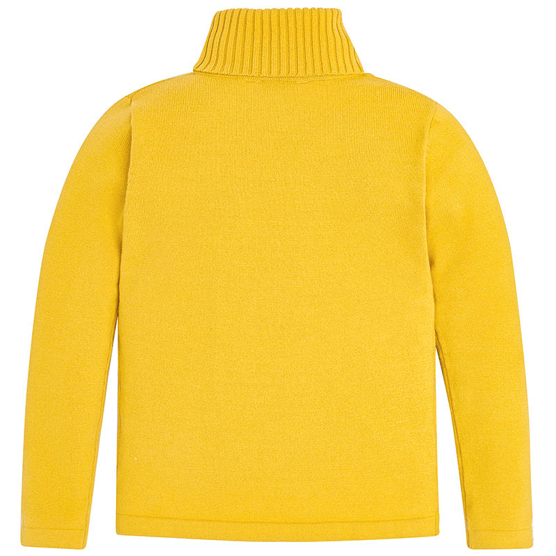 Mustard Knitted Cotton Turtleneck Sweater