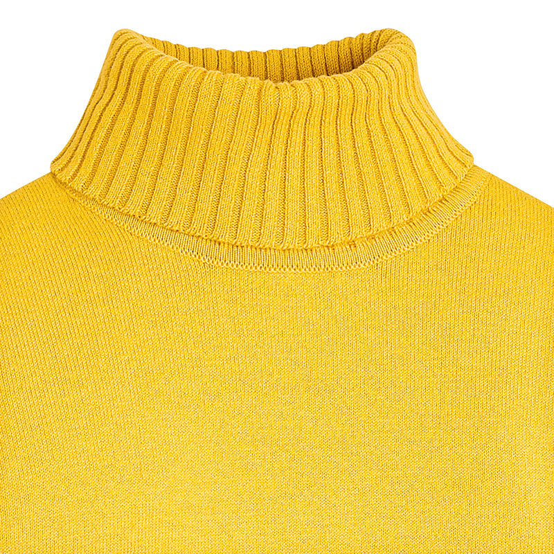 Mustard Knitted Cotton Turtleneck Sweater