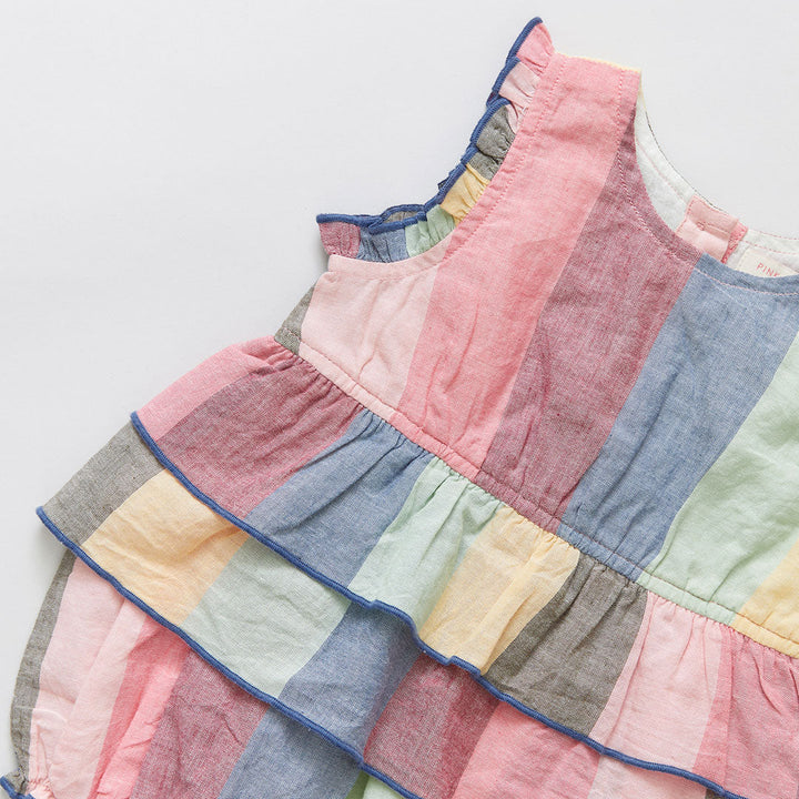 Multi Wide Stripe Baby Girls Heidi Bubble