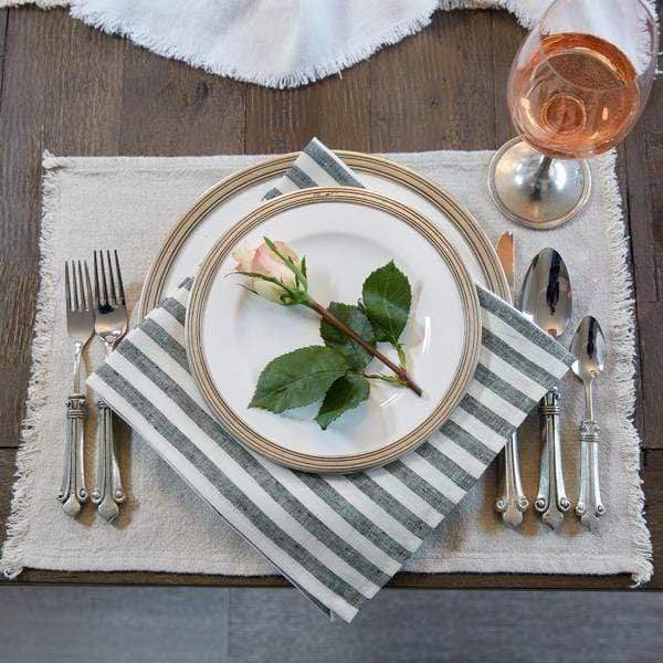 Black Stripe Washed Linen Napkins - Set of 4