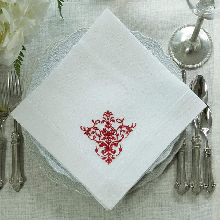 Cream & Red Large Victorian Napkin